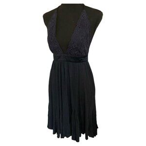 Ingwa Melero Navy Blue Midi Venus Dress XS V-neck Embroidery Flowy Night Flowy